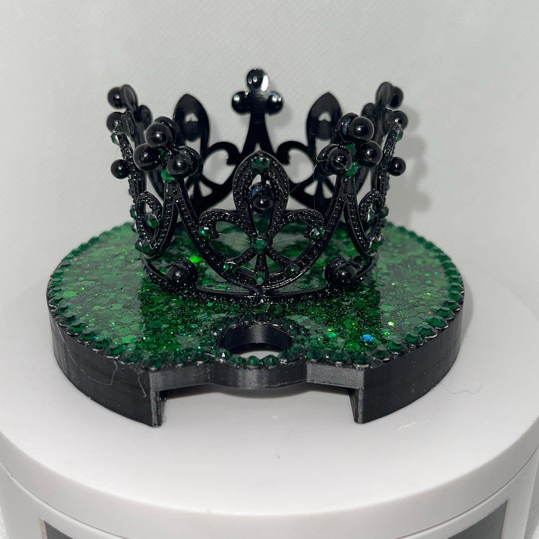 Wickedly Witch black or emerald crown topper, Fancy Rhinestone Crown tumbler topper or rhinestone crown 3 boot, Emerald straw topper