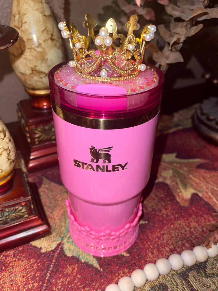 Good Witch Rhinestone Crown or Rose topper, or Fancy Rhinestone Crown Boot sized to fit your Stanley tumbler, unique gift, BEST SELLER