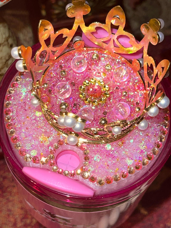 Good Witch Rhinestone Crown or Rose topper, or Fancy Rhinestone Crown Boot sized to fit your Stanley tumbler, unique gift, BEST SELLER