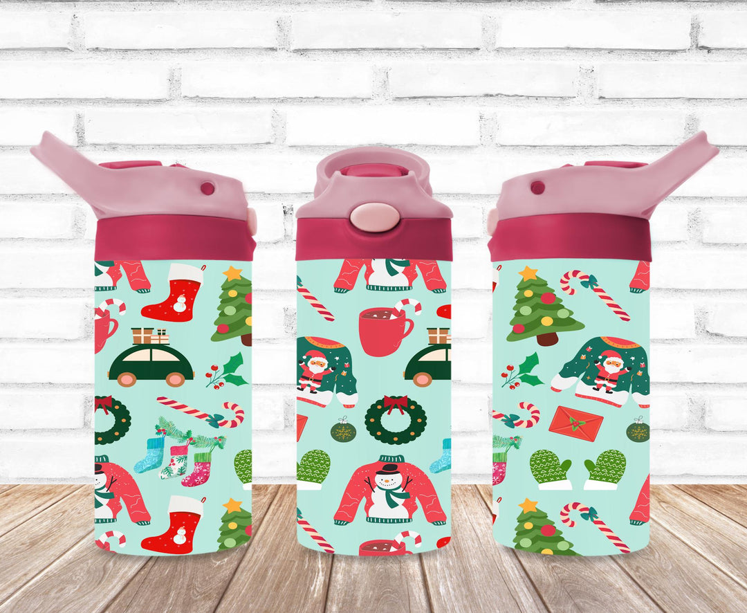 Christmas Santa Tumbler, Christmas Tree, Kids Water Bottle, Kids FlipTop Cup, Kids Sippy Cup, Back To School Cup, HOT SELLER!