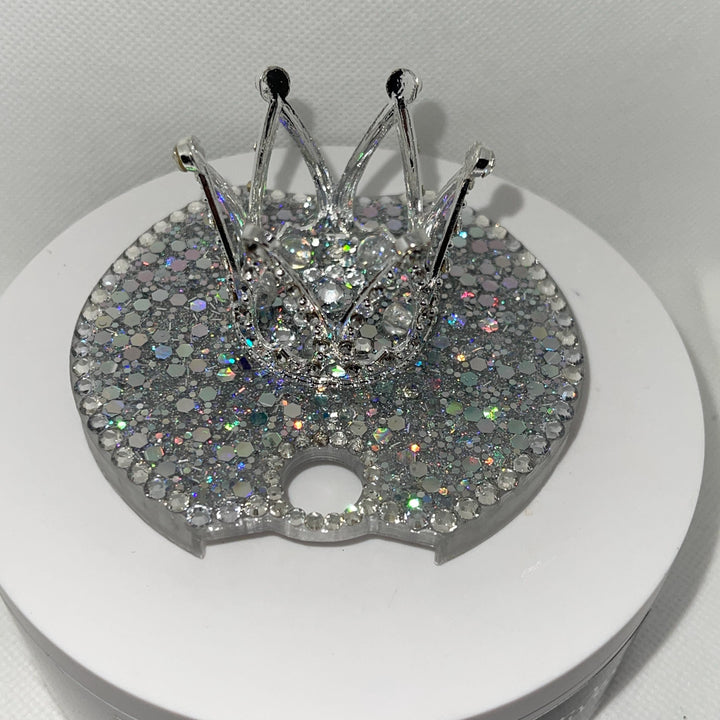New Mini Bling Rhinestone Crown Topper, Diva Topper, Queen Topper, Rhinestone Tumbler Lid 3D decorative attachment unique gift