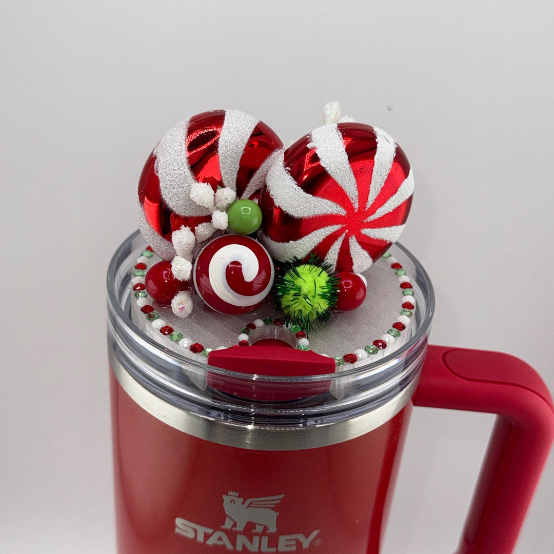 Whimsical Christmas Candy Topper, Merry Christmas Tumbler Topper 3D Decorative Lid, fits your Stanley tumbler lid, unique Christmas gift