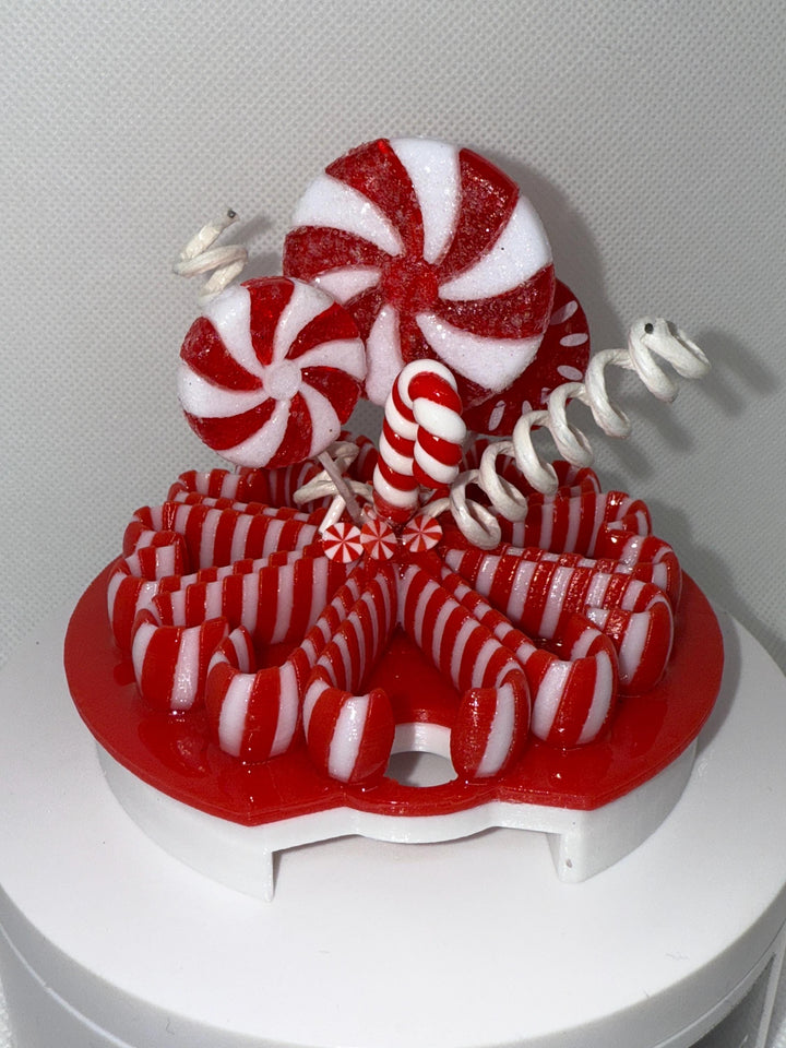 Candy Cane Peppermint Christmas Candy Tumbler Topper, 3D Decorative Lid, fits your Stanley tumbler lid, unique Christmas gift