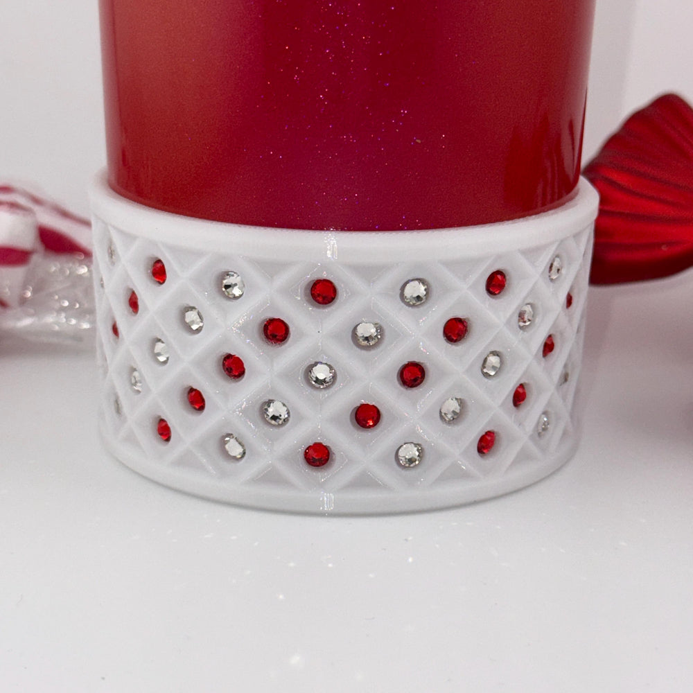 Christmas Candy Cane Stripped Roses and Rhinestone Tumbler Boots, Red, White, Silver, Peppermint Christmas tumbler accessories, BEST SELLER