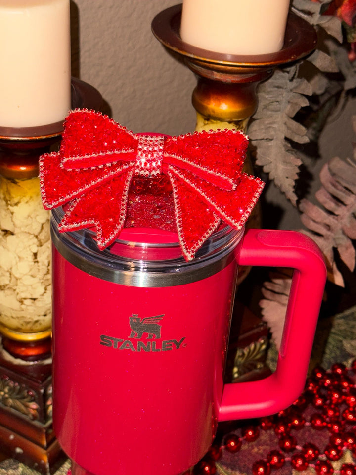 Christmas Bow and Bow Tumbler Boots, Red, Christmas tumbler accessories, BEST SELLER