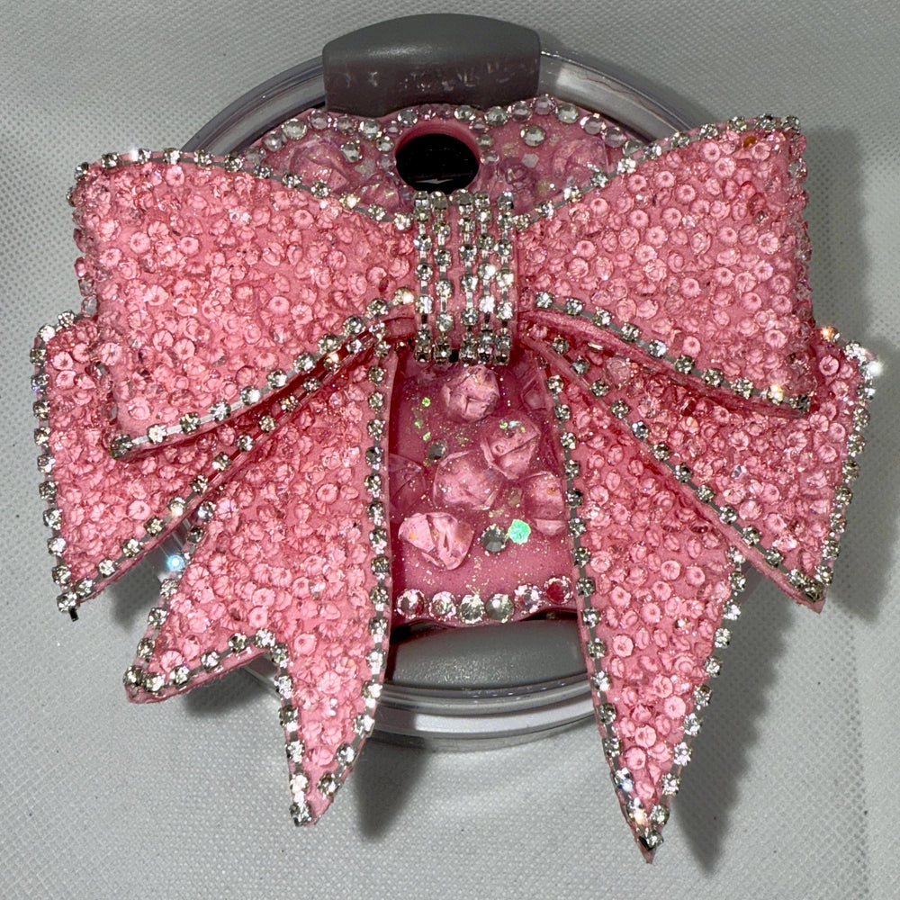 Red Rhinestone Bow Tumbler Topper, Rhinestone lid, fits Stanley lids, Rhinestones, decorative lid, unique gift, Limited Quantity