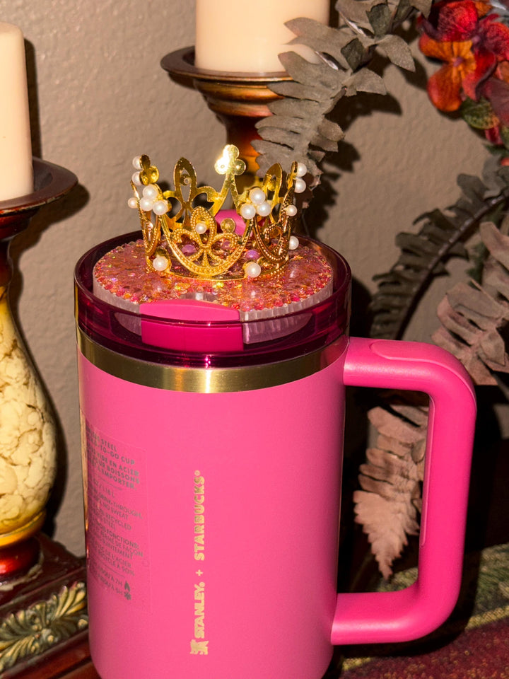 Berry Pink Glitter 40 oz Tumbler Accessories, Rose toppers, Rhinestone crown toppers, tumbler boots, BEST SELLER