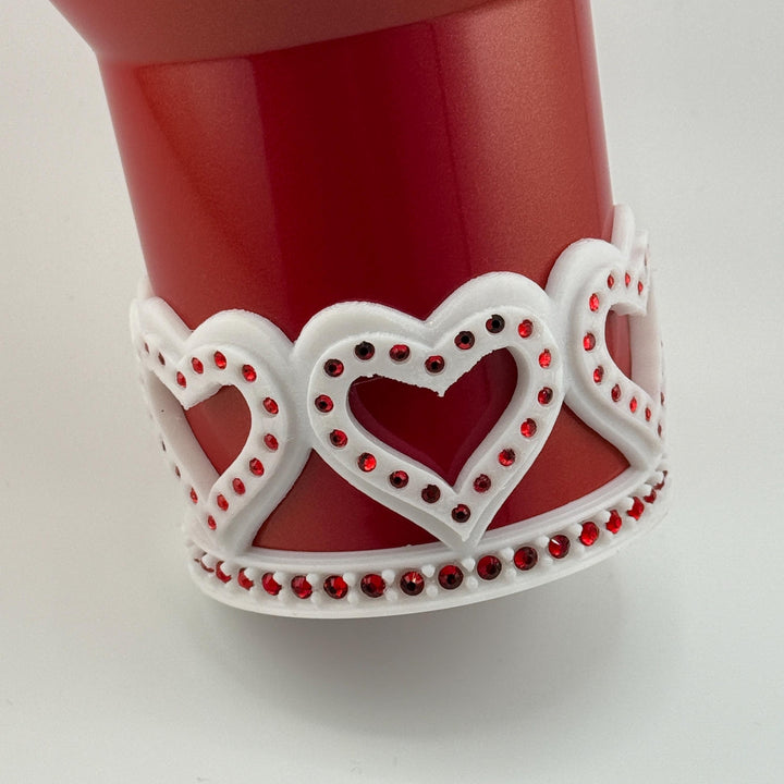 Rhinestone Valentine Heart Tumbler Boot, Red White, Protective Sleeve, HOT SELLER