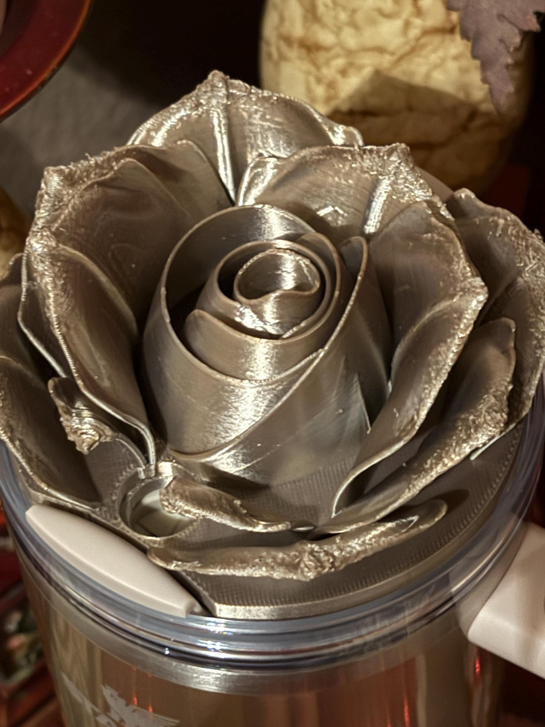 3D Bronze Rose Tumbler Topper that fit the new Honey Talks Stanley Tumbler lids, Rose tumbler topper, 3D Decorative Lid, BEST SELLER