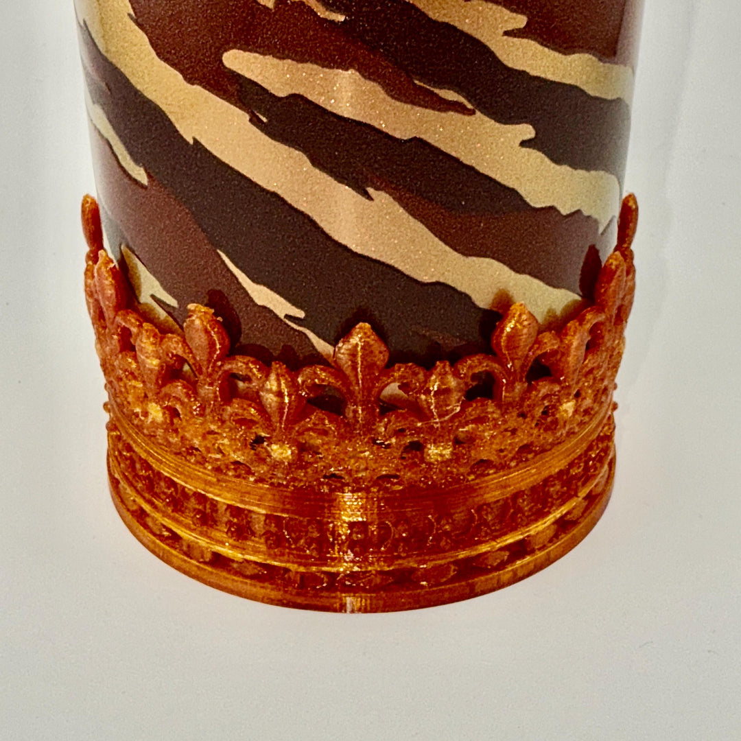 Tiger print Tumbler Boot, Rhinestone Tiger Topper, Gold Crown Topper, fits your 40 oz Stanley Tumblers, Unique Gift, LIMITED SUPPLY