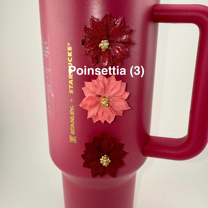 Christmas Poinsettia Tumbler Charm Magnets, Tumbler Accessories, magnetic Stanley decorations, locker magents, refrigerator magnets