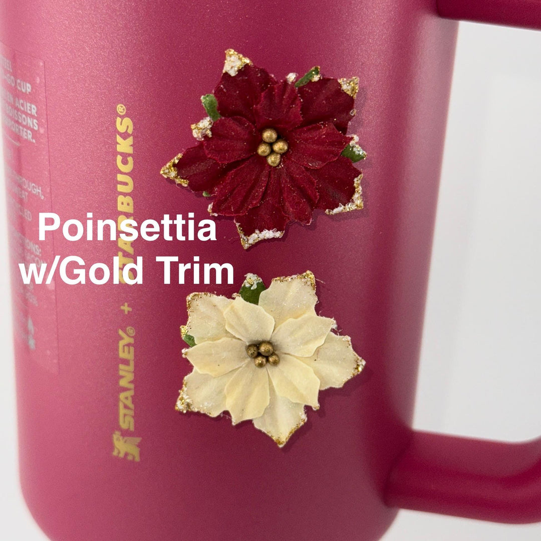 Christmas Poinsettia Tumbler Charm Magnets, Tumbler Accessories, magnetic Stanley decorations, locker magents, refrigerator magnets