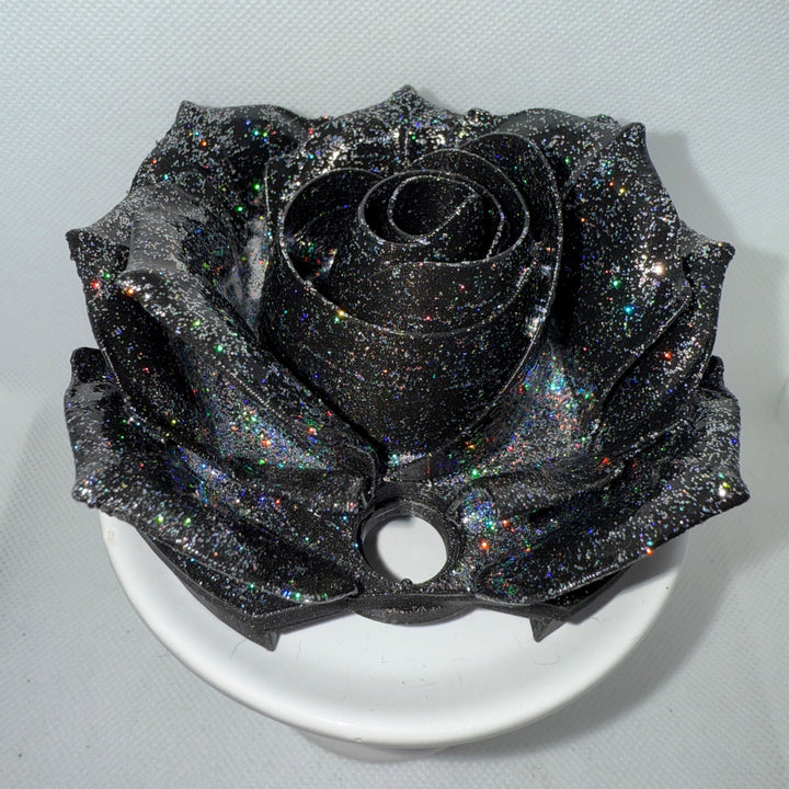 Midnight Glitz 3D Rose Tumbler Topper that fit the new Stanley tumblers, 3D Decorative Lid