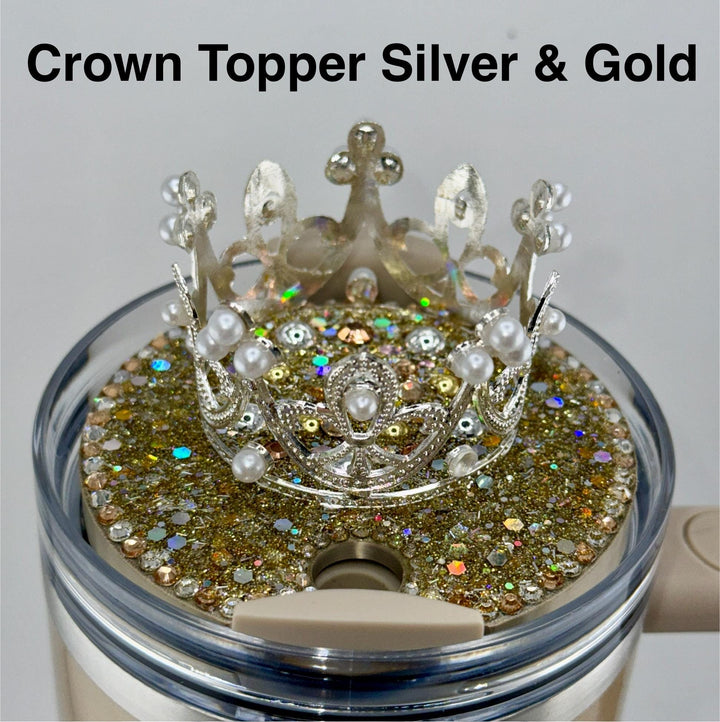 Rhinestone Royal Princess Accessory Collection to fit your Stanley tumblers with options for a Princess Crown Topper, Royal Halo Lid Band, Royal Tumbler Boot, Crystal Straw Topper