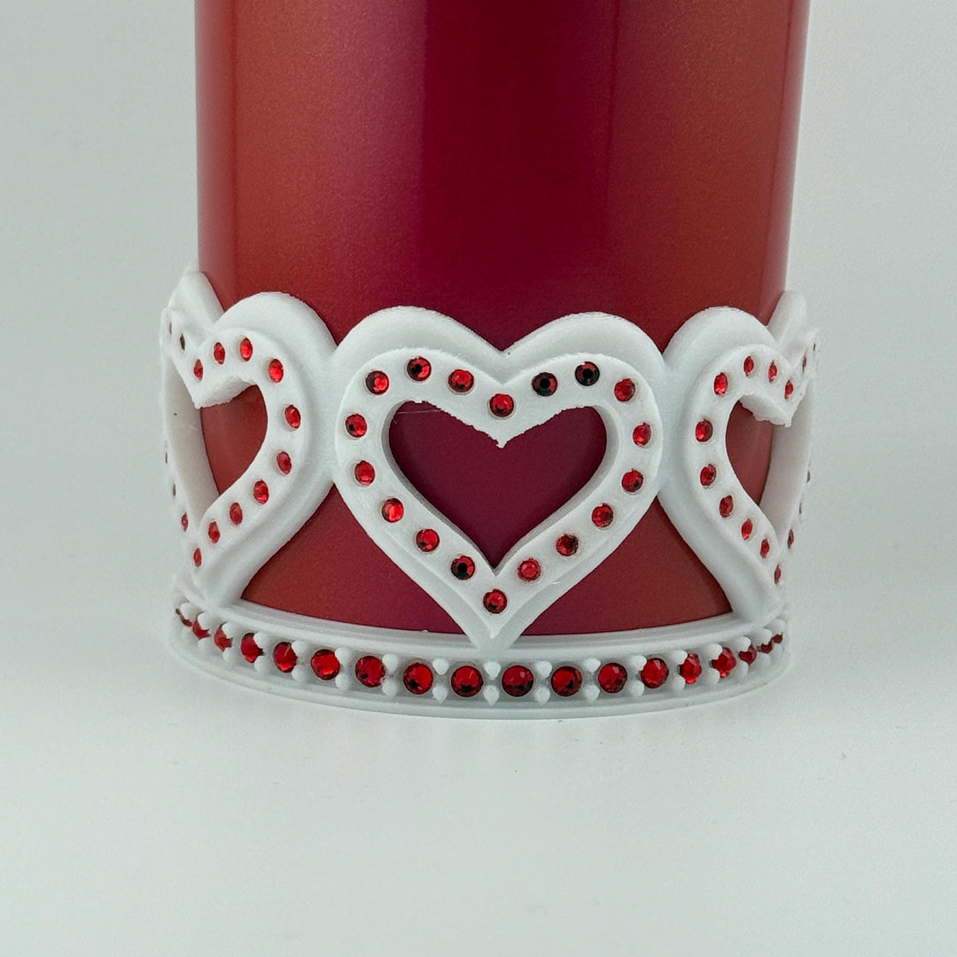 Rhinestone Valentine Heart Tumbler Boot, Red White, Protective Sleeve, HOT SELLER