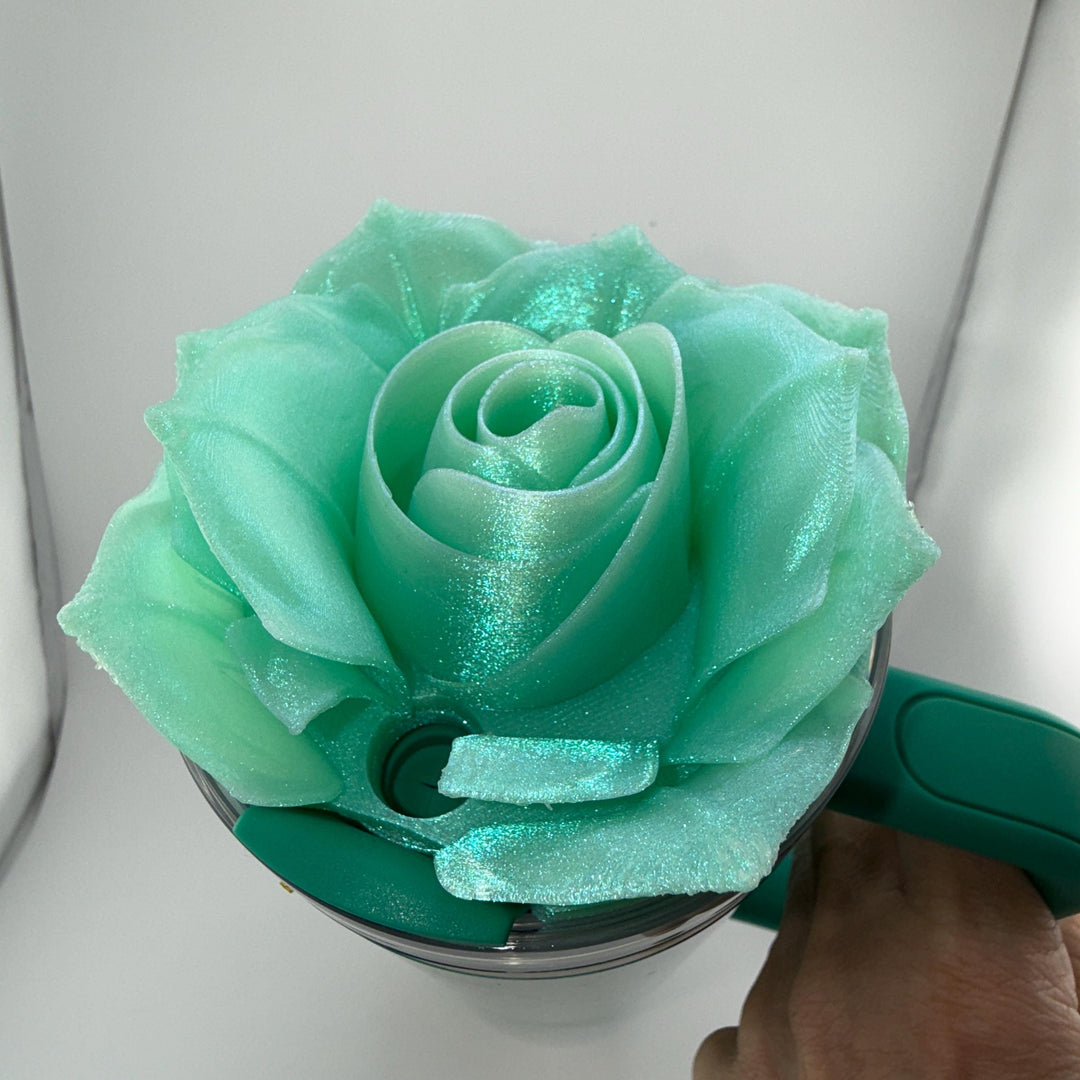 3D Rose Tumbler Topper that fit the new Gumdrop Green Stanley lids, Rose tumbler topper, 3D Decorative Lid