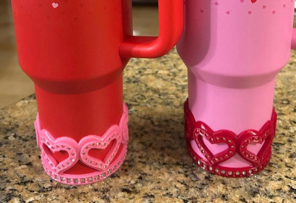 Rhinestone Valentine Heart Tumbler Boot, Red White, Protective Sleeve, HOT SELLER