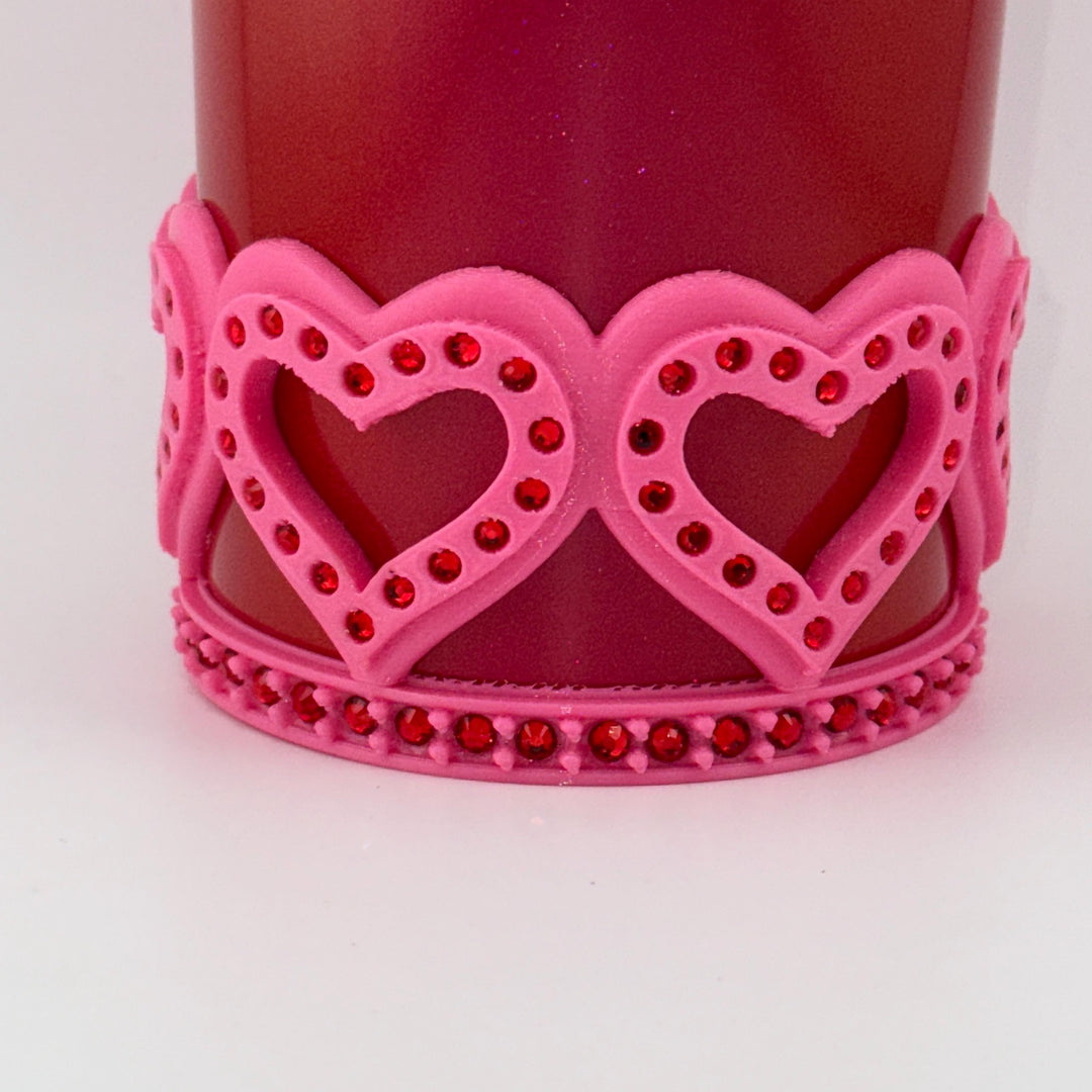 Rhinestone Valentine Heart Tumbler Boot, Red White, Protective Sleeve, HOT SELLER