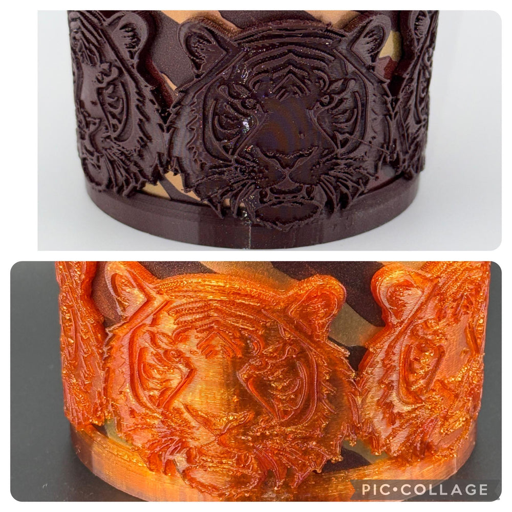 Tiger Face Tumbler Boot, fits your 40 oz Stanley Tumblers, Unique Gift, brown, copper caramel matchine colors