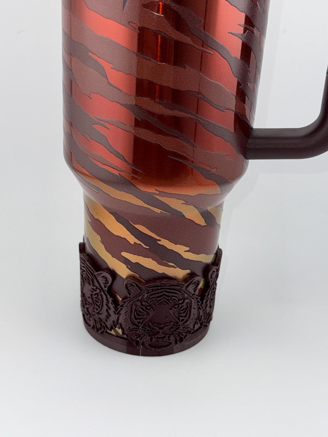 Tiger Face Tumbler Boot, fits your 40 oz Stanley Tumblers, Unique Gift, brown, copper caramel matchine colors