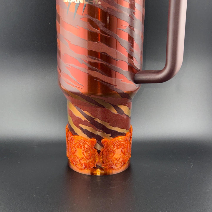 Tiger Face Tumbler Boot, fits your 40 oz Stanley Tumblers, Unique Gift, brown, copper caramel matchine colors