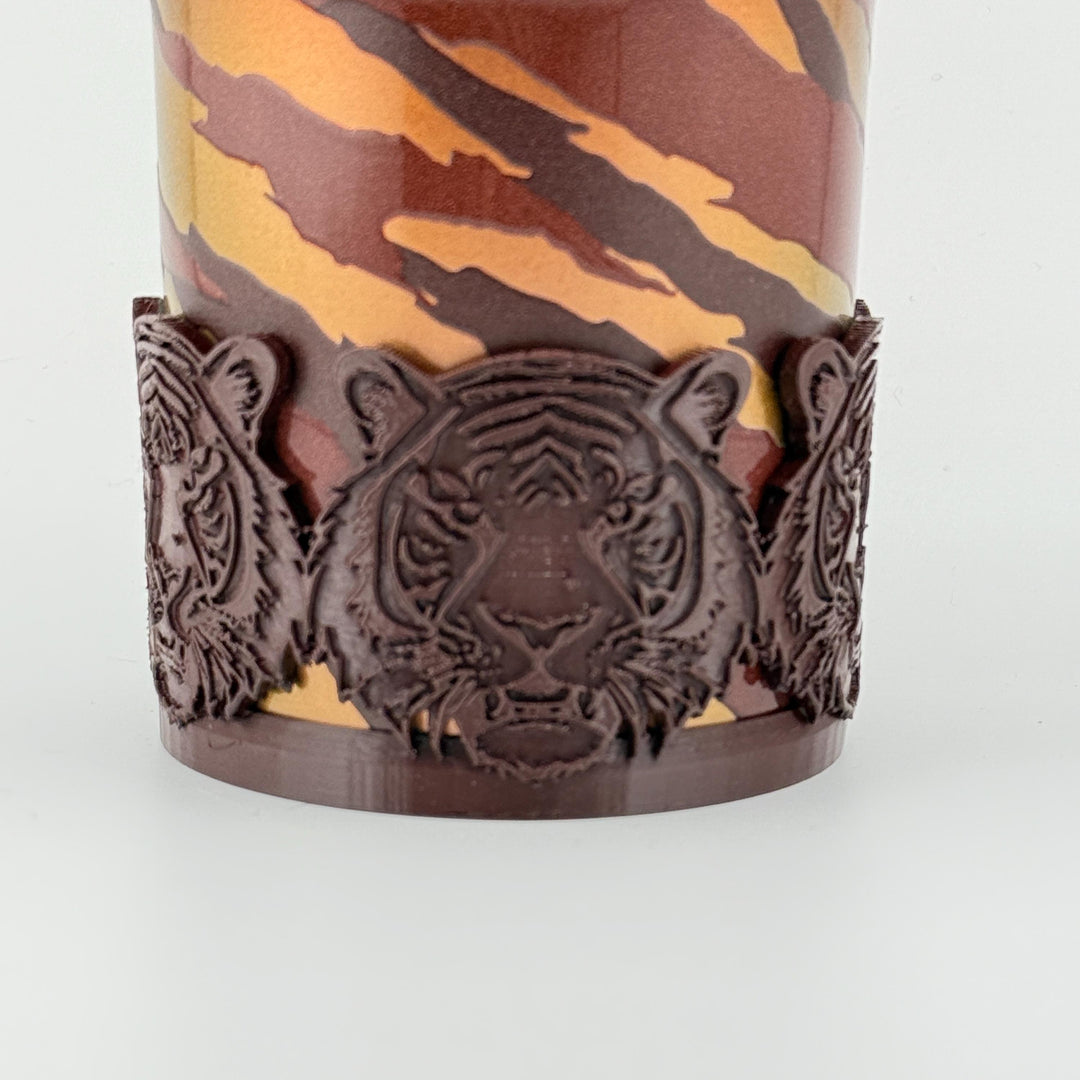 Tiger Face Tumbler Boot, fits your 20/30 oz 40 oz Stanley Tumblers, Unique Gift, brown, gold, copper caramel matchine colors