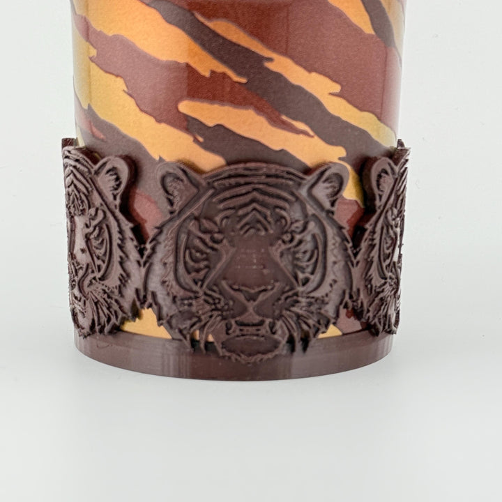 Tiger Face Tumbler Boot, fits your 20/30 oz 40 oz Stanley Tumblers, Unique Gift, brown, gold, copper caramel matchine colors
