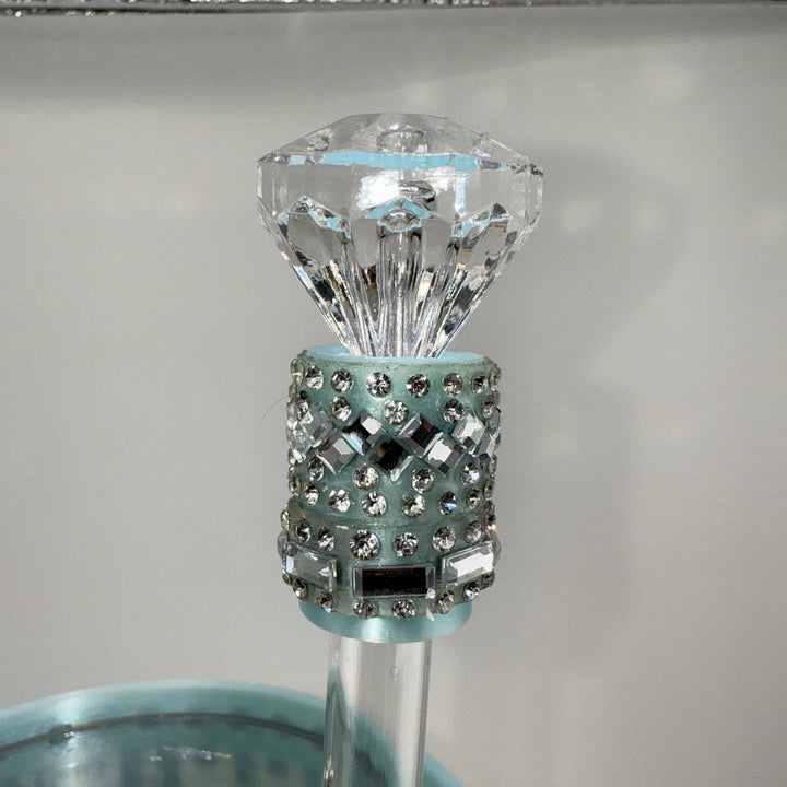 Mint Blue Rhinestone Royal Princess Accessory Collection for Stanley tumblers with options for a Princess Crown Topper, Royal
