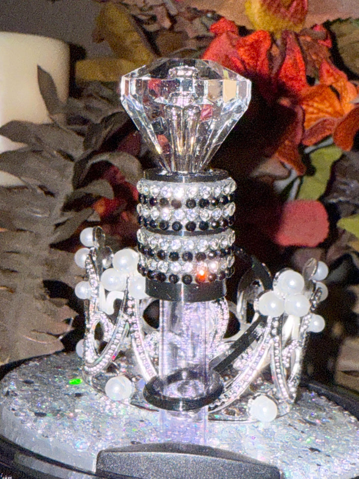 Fancy Black and Silver Rhinestone Royal Princess Accessory Collection for Stanley tumblers, Halo Lid Bling Band Bangle Boot, BEST SELLER