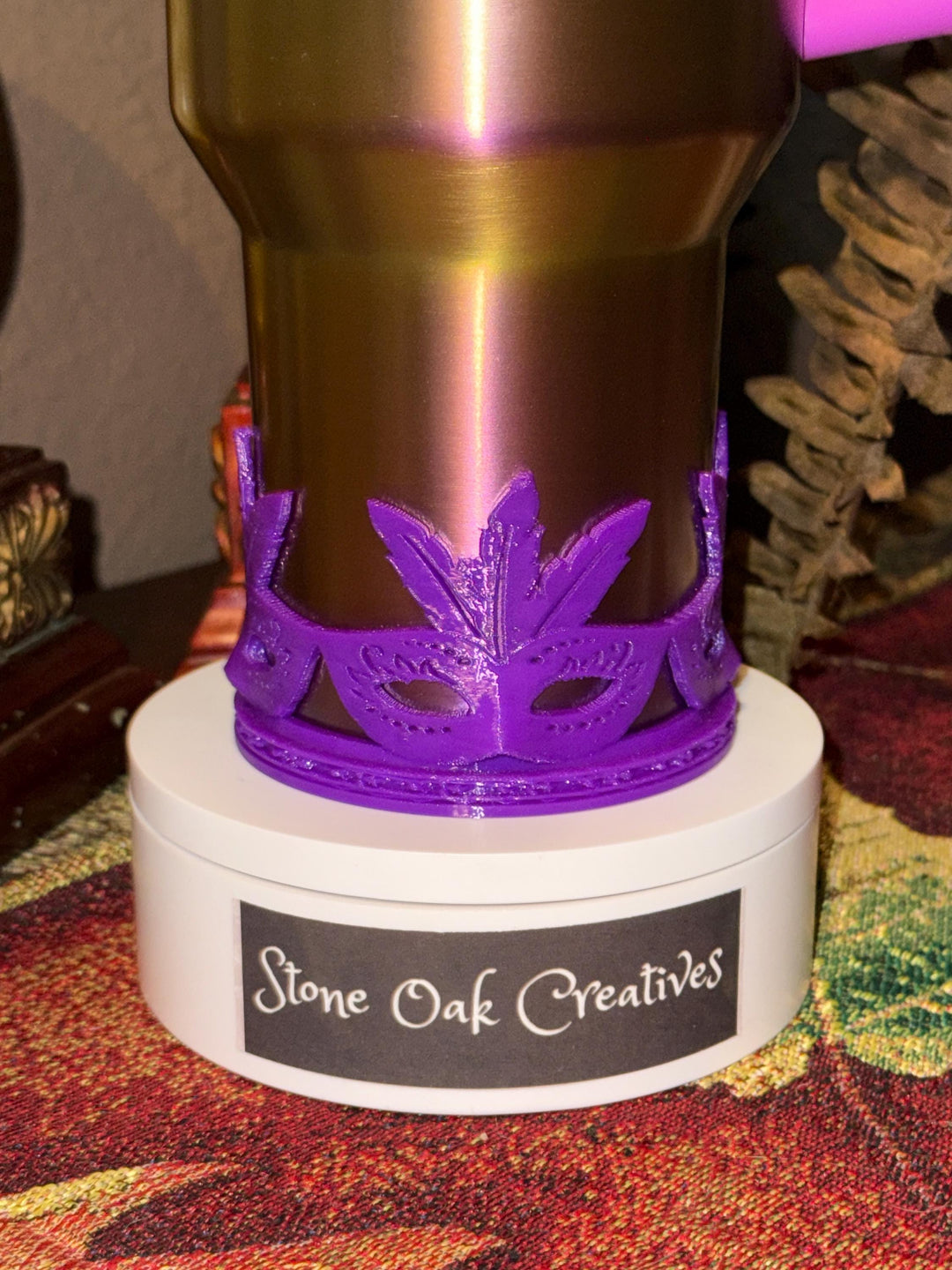 Mardi Gras Mask Tumbler Boot, Protective Sleeve, for Stanly and other tumbler brands