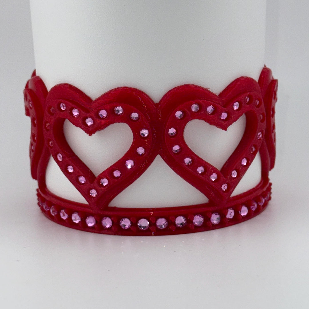 Rhinestone Valentine Heart Tumbler Boot, Red White, Protective Sleeve, HOT SELLER