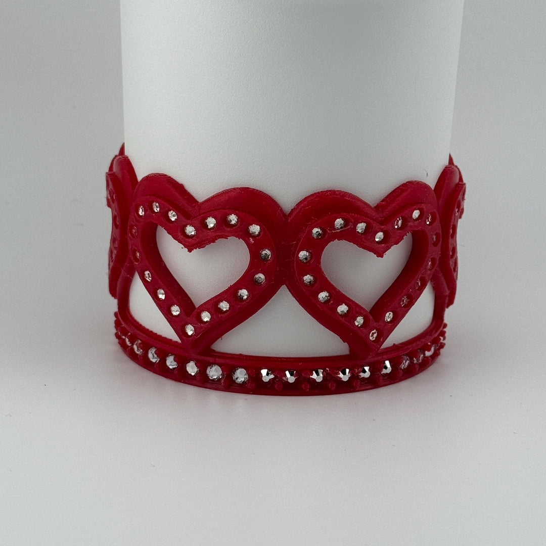 Rhinestone Valentine Heart Tumbler Boot, Red White, Protective Sleeve, HOT SELLER