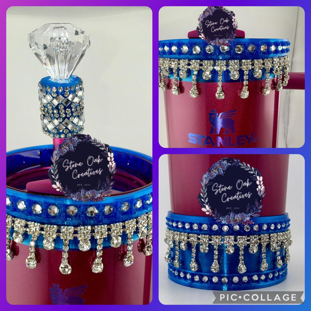 PRE-ORDER Cobalt Blue Silver Rhinestone Royal Princess Accessory Collection, fits your Berry Truffle Stanley Tumbler