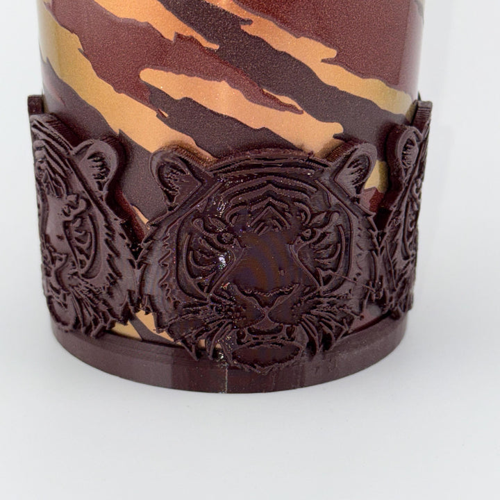 Tiger Face Tumbler Boot, fits your 40 oz Stanley Tumblers, Unique Gift, brown, copper caramel matchine colors