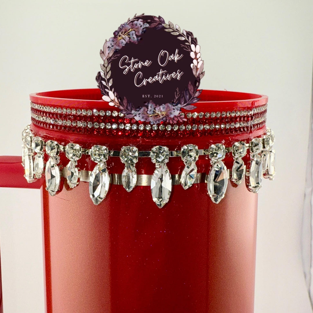 Red Silver Rhinestone Royal Princess Accessory Collection for Stanley tumblers, Princess Crown Topper, Royal Halo Lid BEST SELLER