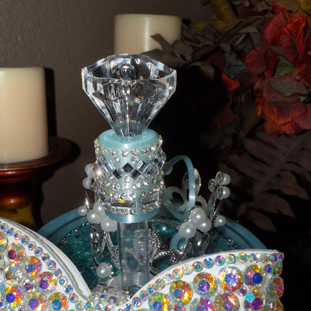 Mint Blue Rhinestone Royal Princess Accessory Collection for Stanley tumblers with options for a Princess Crown Topper, Royal