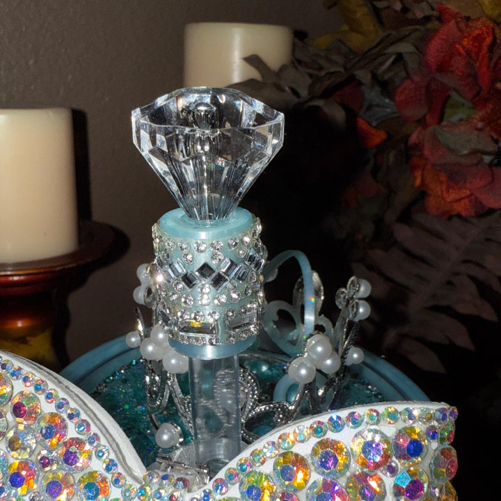 Mint Blue Rhinestone Royal Princess Accessory Collection for Stanley tumblers with options for a Princess Crown Topper, Royal