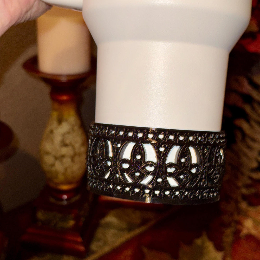 Fancy Black Mosaic Crown Tumbler Boot, Tumbler Boot Sleeve, fits your Stanley Tumblers, Unique Gift, multiple colors available