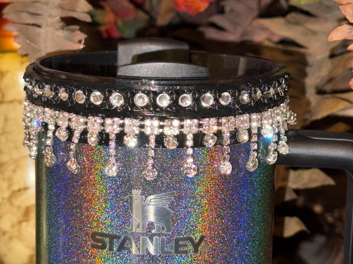 Black and Silver Rhinestone Royal Princess Accessory Collection for Stanley tumblers, Royal Halo Lid Bling