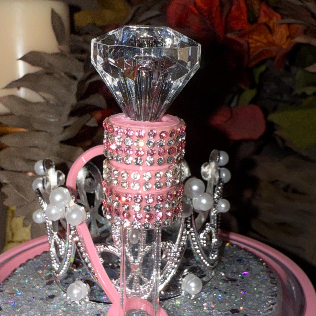 Pink and Silver Rhinestone Royal Princess Accessory Collection for Stanley tumblers, Royal Halo Lid Bling