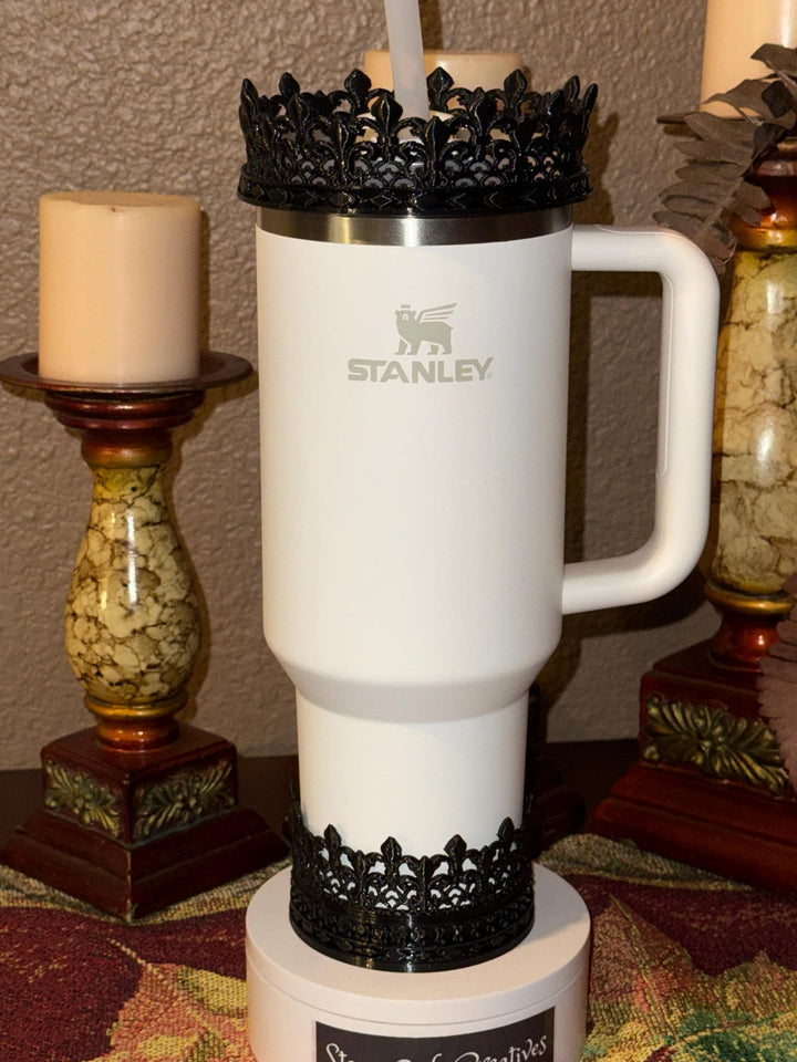 Beautiful Black Crown Lid Halo Bangle and Boot for Stanley tumblers, Tumbler Sleeves