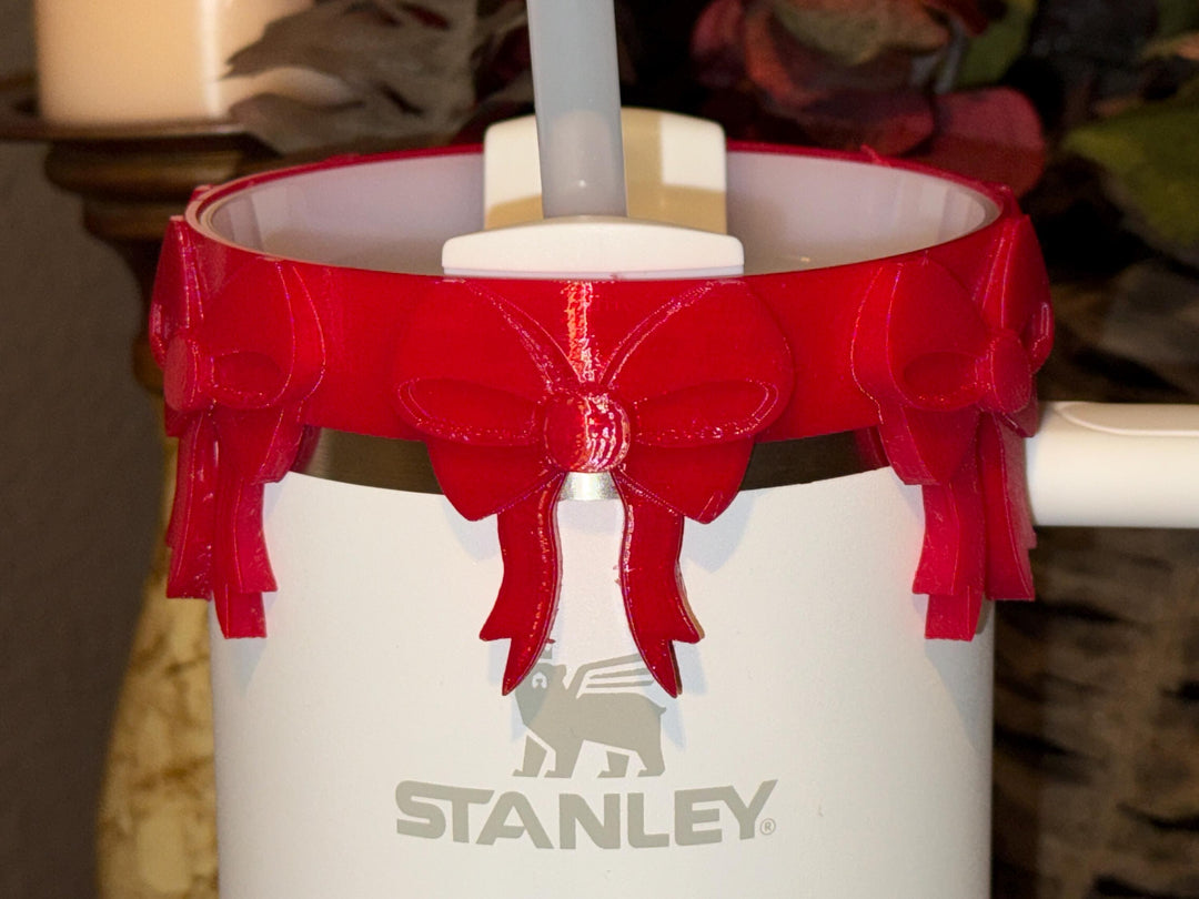 Beautiful Red Bow Lid Halo Bangle and Boot for Stanley tumblers, Tumbler Sleeves