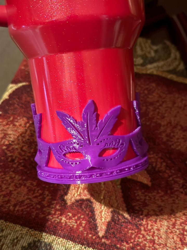 Mardi Gras Mask Tumbler Boot, Protective Sleeve, for Stanly and other tumbler brands