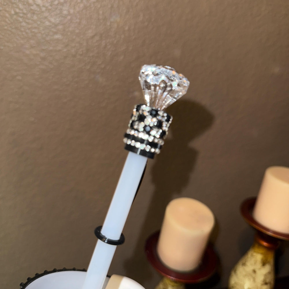 Black and Silver Rhinestone Diamond Straw Topper Princess Accessory Collection for Stanley tumblers