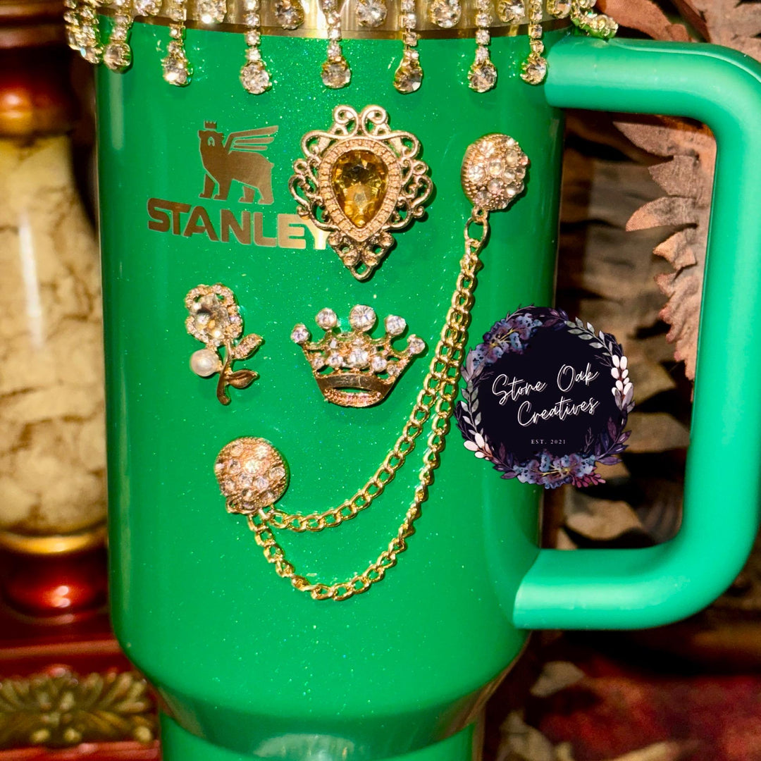 Gold Fancy Rhinestone Royal Princess Accessory for Stanley tumblers BEST SELLER Crown Topper, Royal Queen Halo Bling Bangle Band Boot Straw