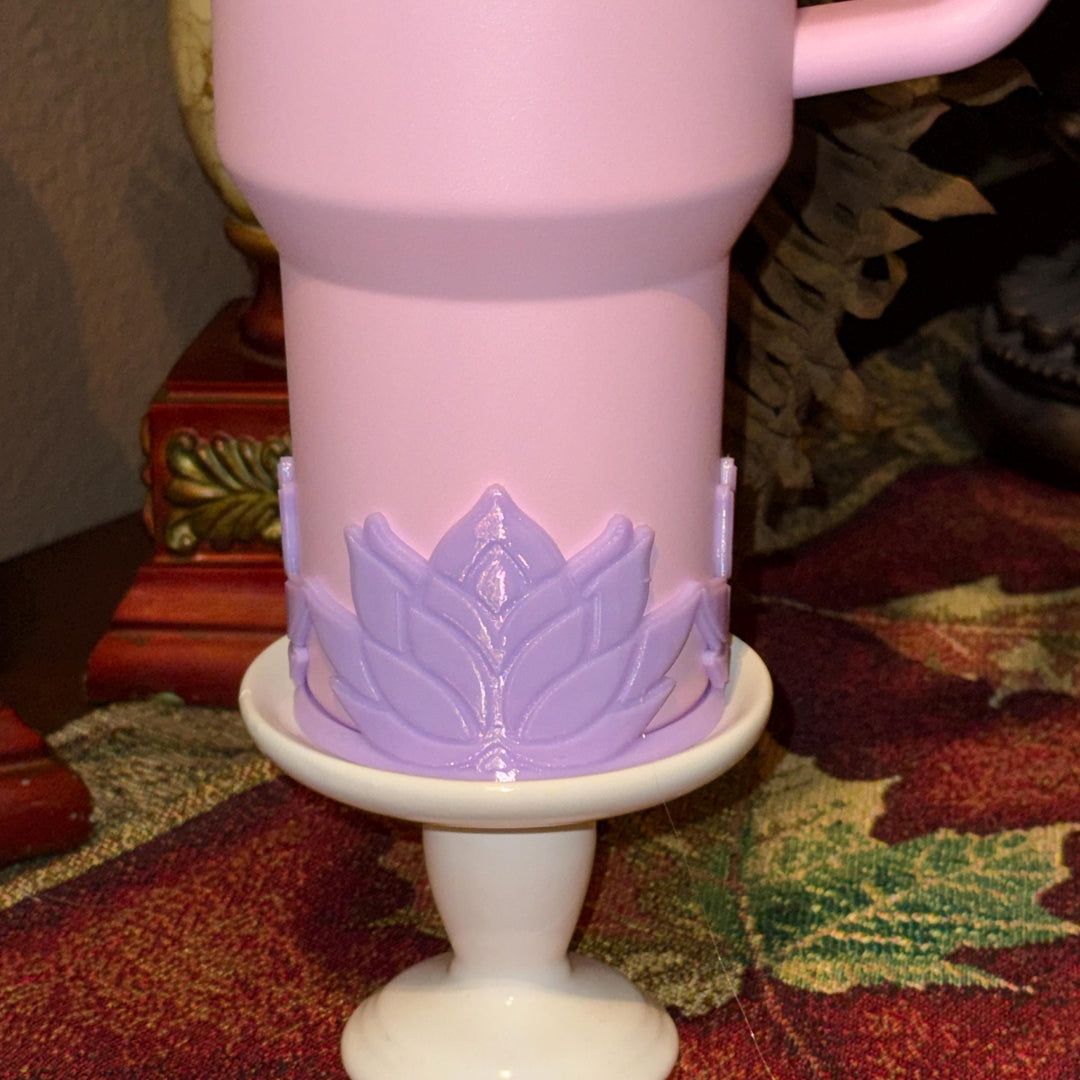 Beautiful Spring Pastel Floral Lotus Flower Tumbler Boot, Straw Topper, Tumbler Boot Sleeve, fits your Stanley Tumblers