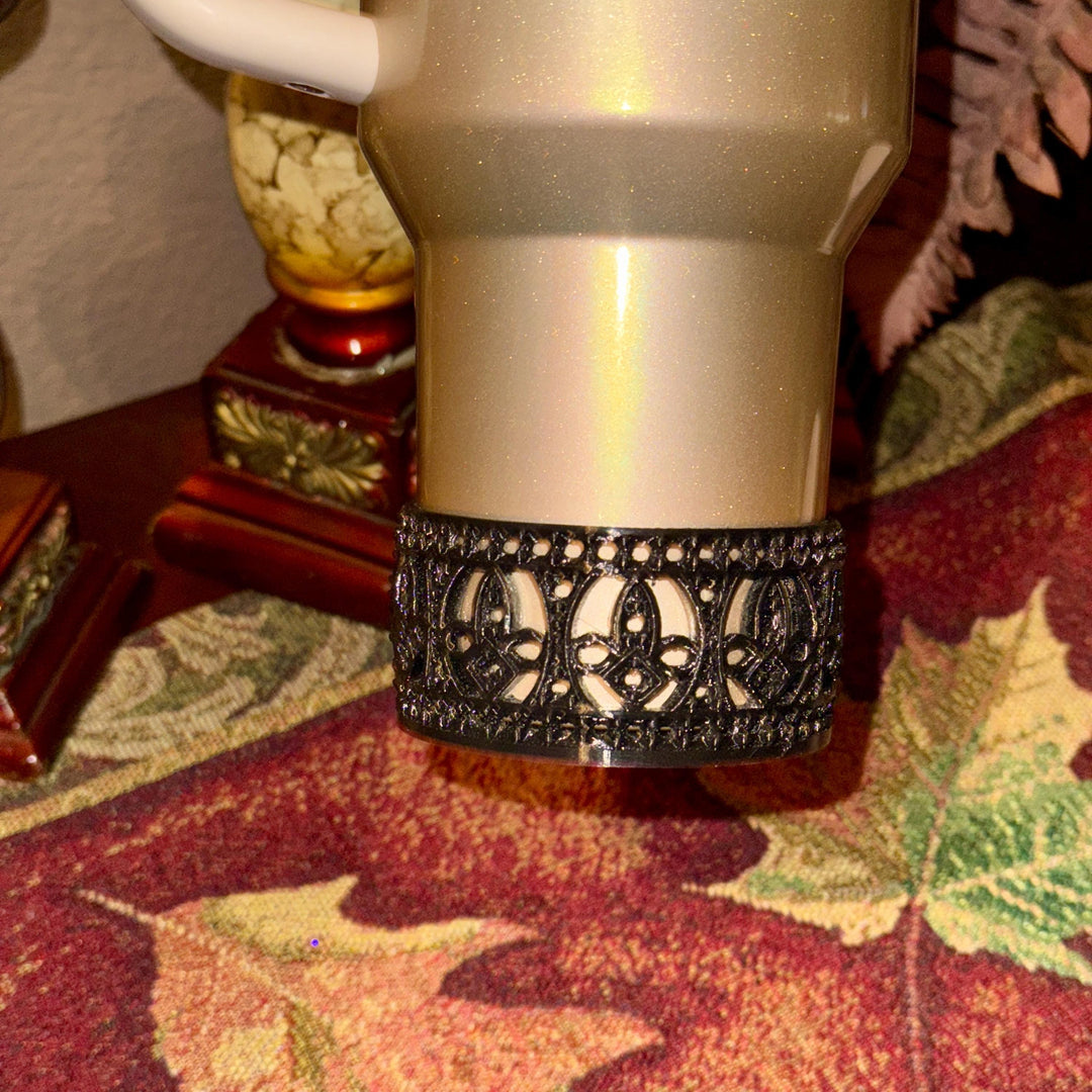 Fancy Black Mosaic Crown Tumbler Boot, Tumbler Boot Sleeve, fits your Stanley Tumblers, Unique Gift, multiple colors available