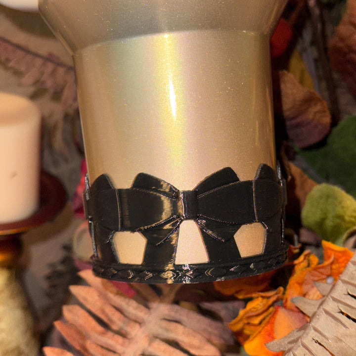 Black Coquette Bow Tumbler Boot, Shimmery Stylish Sleeve, Princess Queen, Fits Stanley Meoky, Simple Modern, Owala, Protective Sleeve