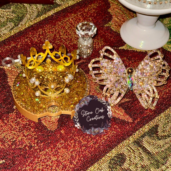 Gold Fancy Rhinestone Royal Princess Accessory for Stanley tumblers BEST SELLER Crown Topper, Royal Queen Halo Bling Bangle Band Boot Straw