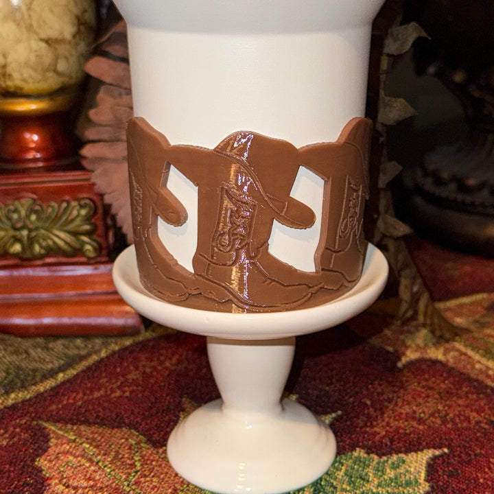 Unique Cowboy Hat and Boots Tumbler Boot, Rodeo Cup Sleeve, fits your Stanley and HydroJug Coldest Tumblers, Unique Gift, custom colors